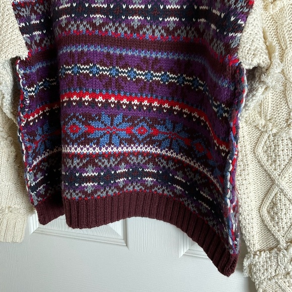 Zara Fair Isle knit pullover sweater with contrasting knit jacquard sleeves M - Picture 9 of 15